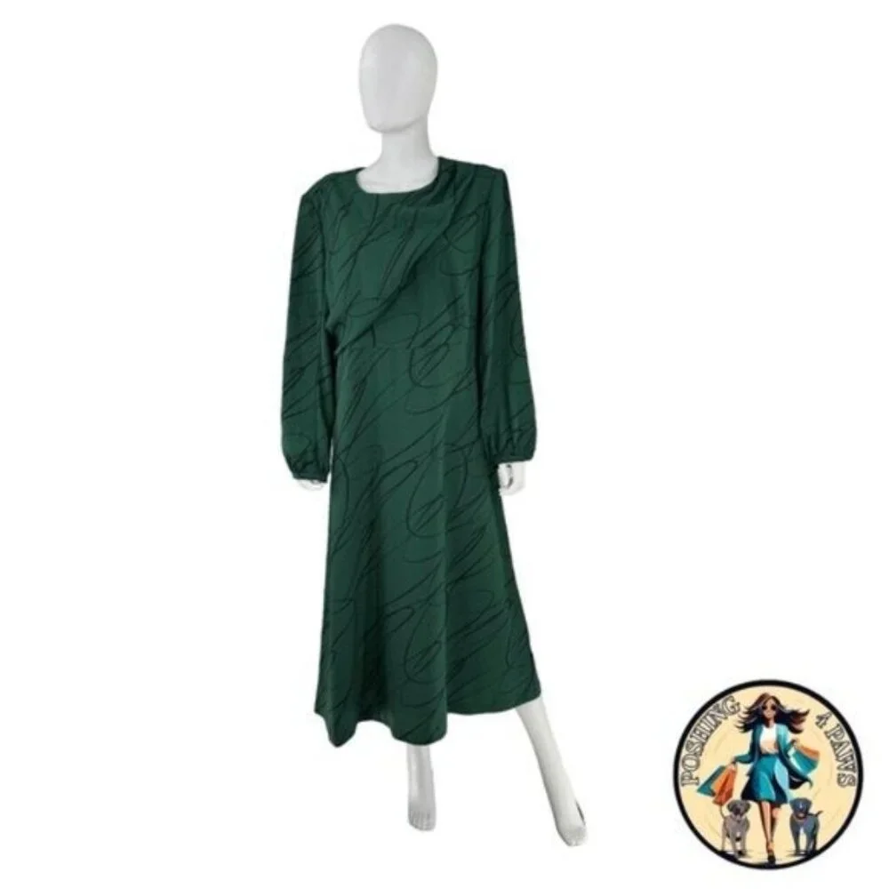 Tuckernuck NEW Pine Twombly Draped Macie Long Sleeve Formal Midi Dress Size S